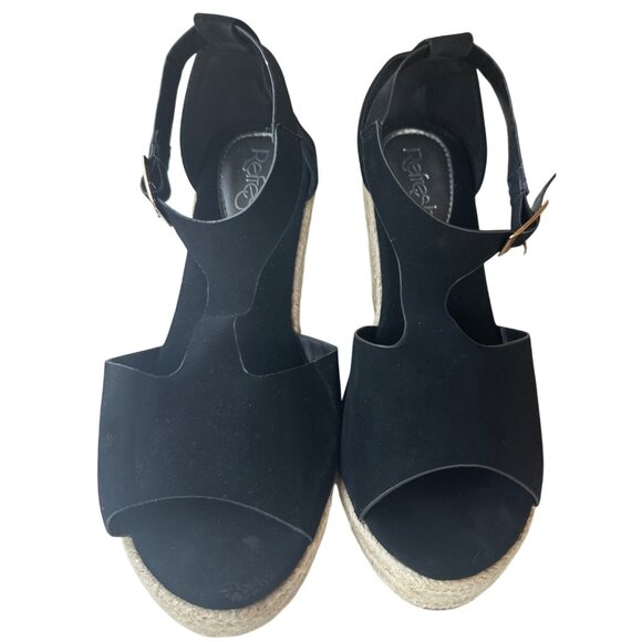 Refresh Brand Black High Wedge Sandals Pumps Open Toe EMERY-02 Women's Size 8M - Picture 6 of 15